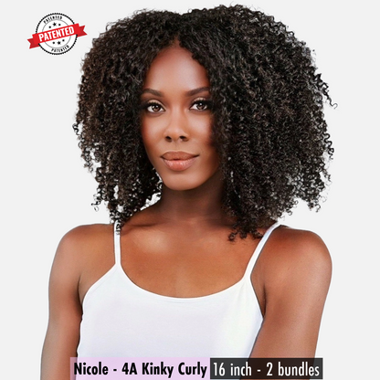 2 Clip-in Bundle: Nicole Burmese 4A Kinky Curly - InVisiRoot® Clip-in