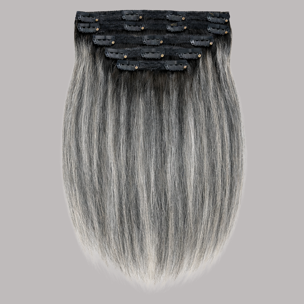 Salt & Pepper Yaki Silk Pressed -  InVisiRoot® Clip-ins